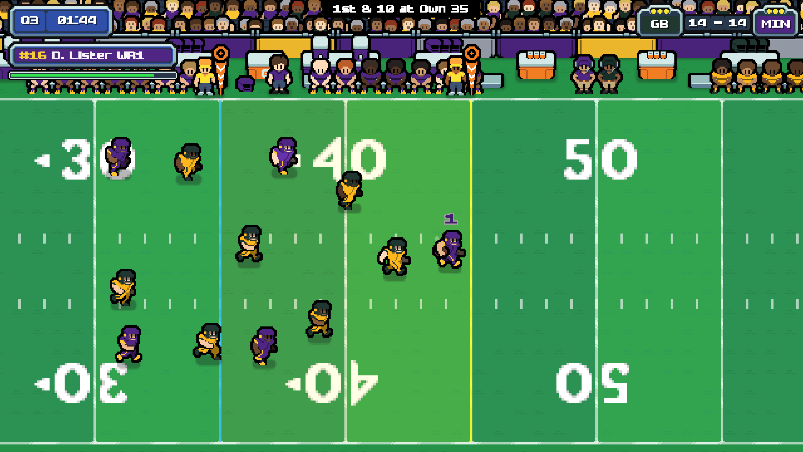A ball carrier runs into open field with defenders in pursuit