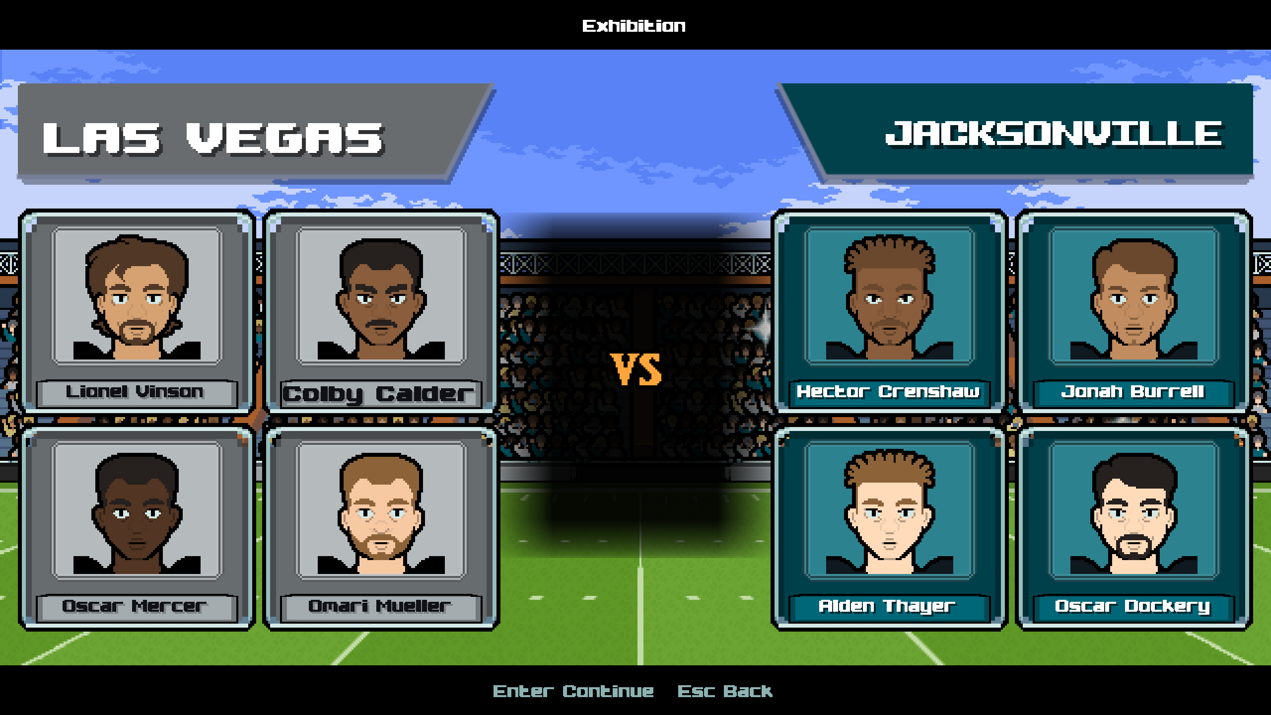 Pregame matchup with player portraits for Las Vegas and Jacksonville